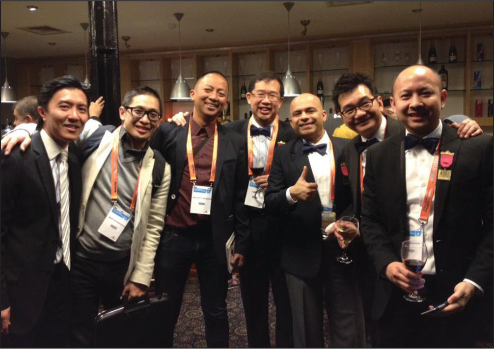 The Cocktail reception: L-R, Dr. Micheal Mah, Dr. Benny S, Dr. Andi Gatot, Dr. Bryce Lee, Dr. Prashant Zaveri, Dr. Eric Liou and Dr. Tanan J